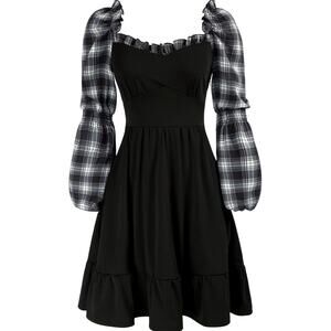 Scarlet Darkness  Goth Punk Grunge Tartan Plaid  Dress SZ Large Whimsigoth